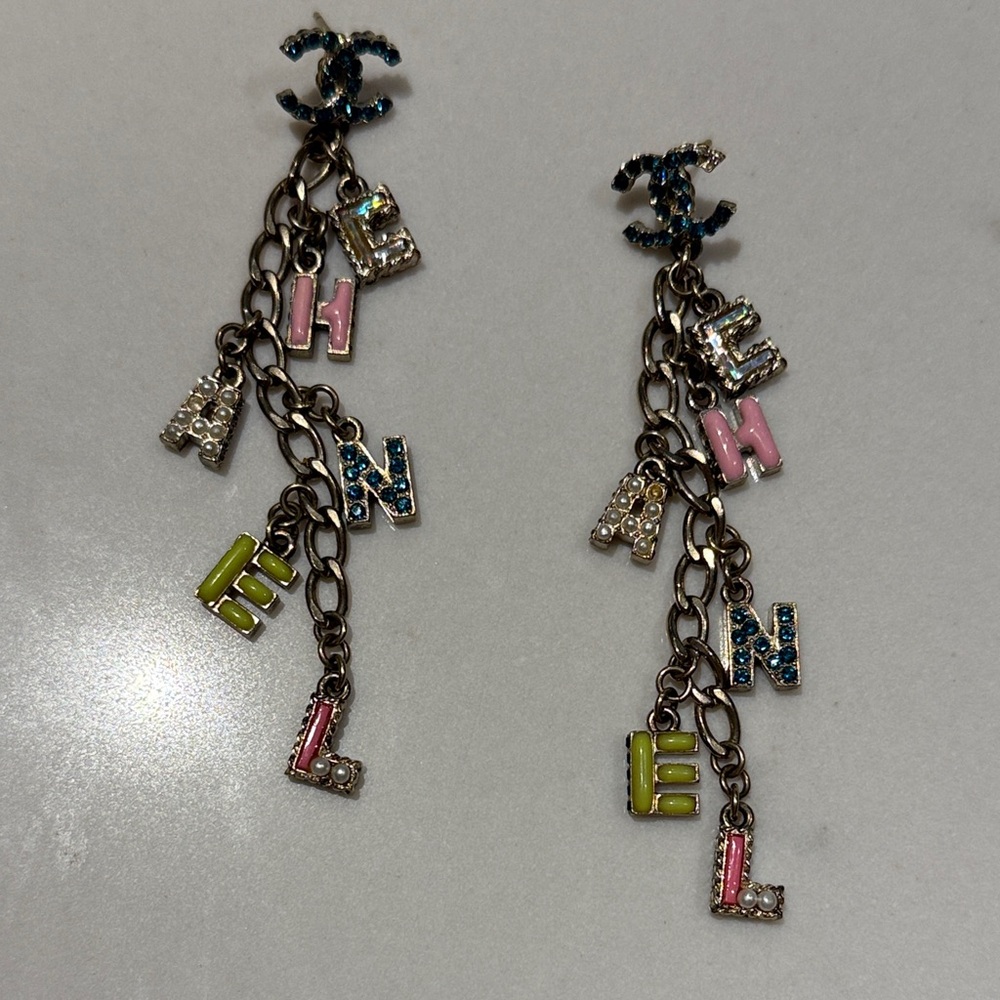 CHANEL Multicolor Letter Charm Earrings